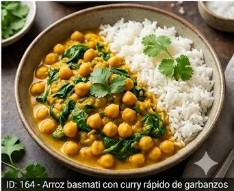 Arroz basmati con curry rápido de garbanzos y espinacas- ID: 164