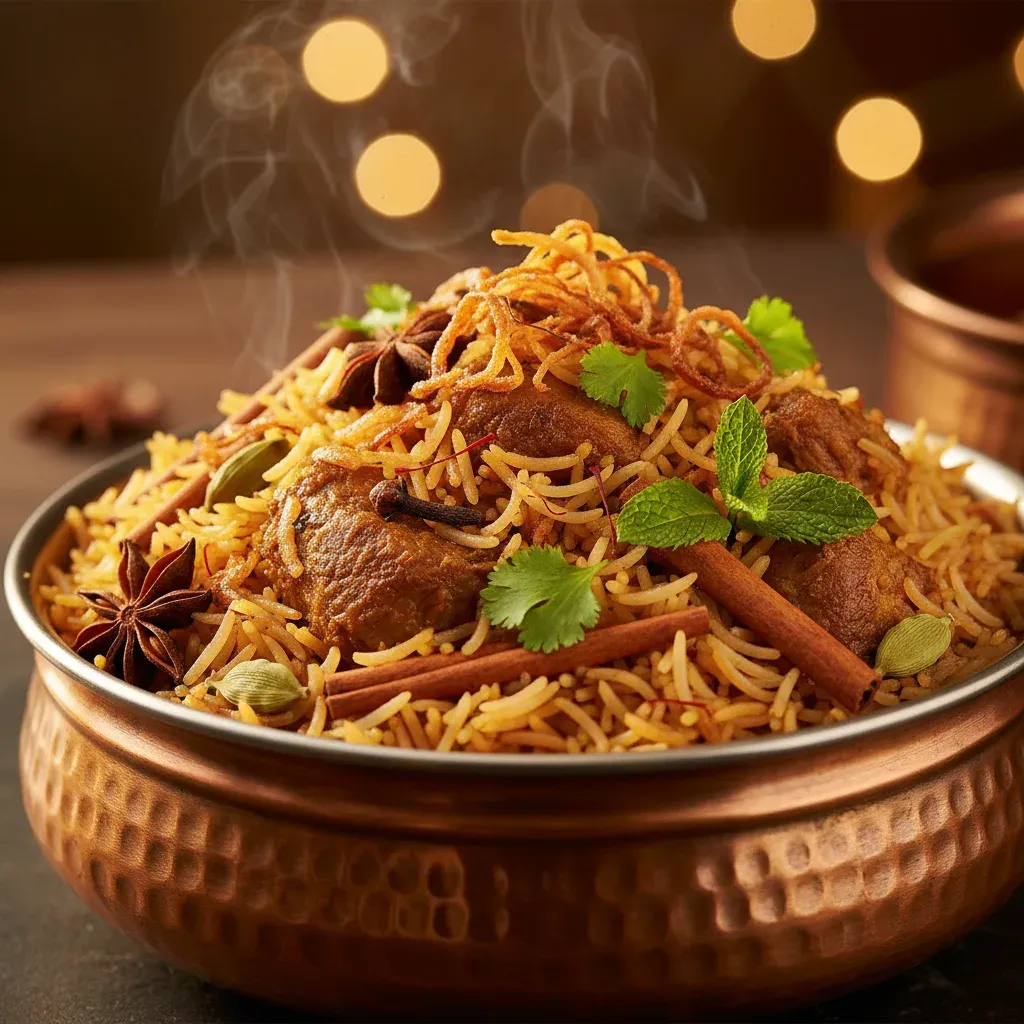 Biryani de Cordero Hyderabadi: El Sabor Milenario que Despertará tus Sentidos- ID: 212