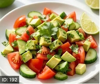 Ensalada de tomate, pepino y aguacate aliñada con cilantro y lima- ID: 192
