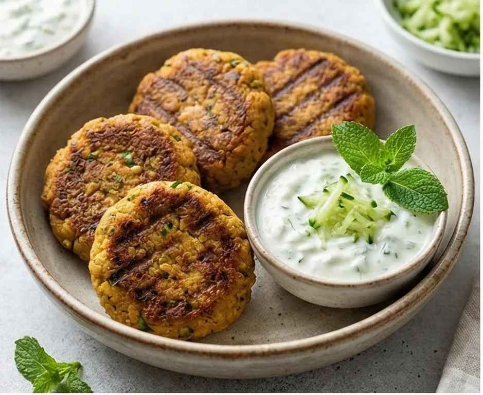 Falafel a la Plancha (Hamburguesas de Garbanzos) con Tzatziki- ID: 129
