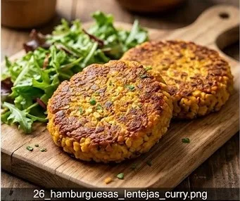 Hamburguesas de Lentejas Rojas y Curry- ID: 58