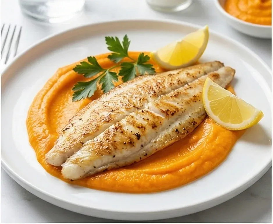 Filete de lenguado a la plancha con puré casero de zanahoria- ID: 160