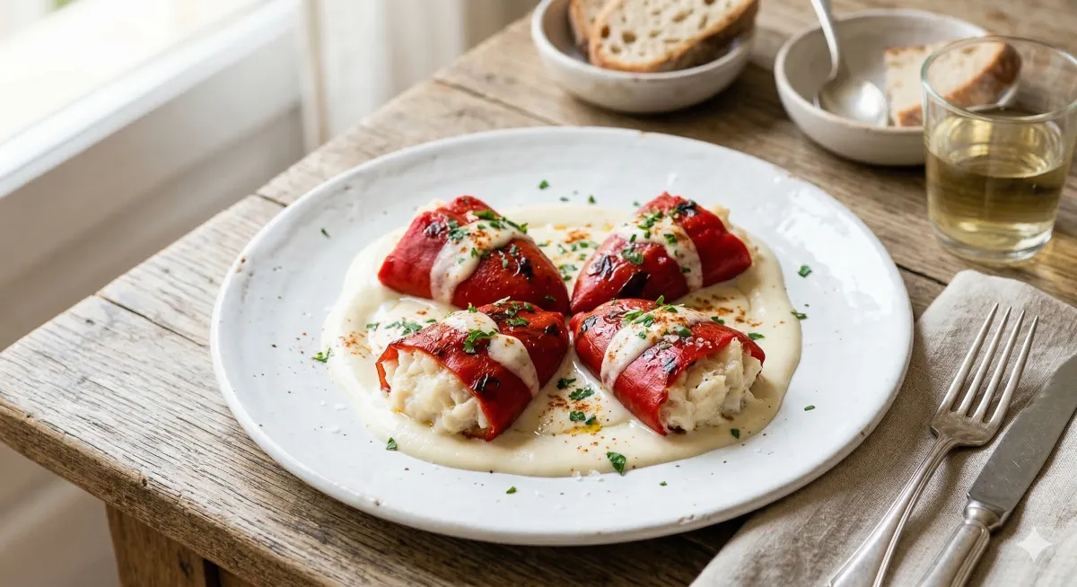 Pimientos del Piquillo Rellenos de Bacalao y Gambas- ID: 78