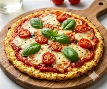 Pizza con Base de Coliflor, Tomate y Mozzarella Light