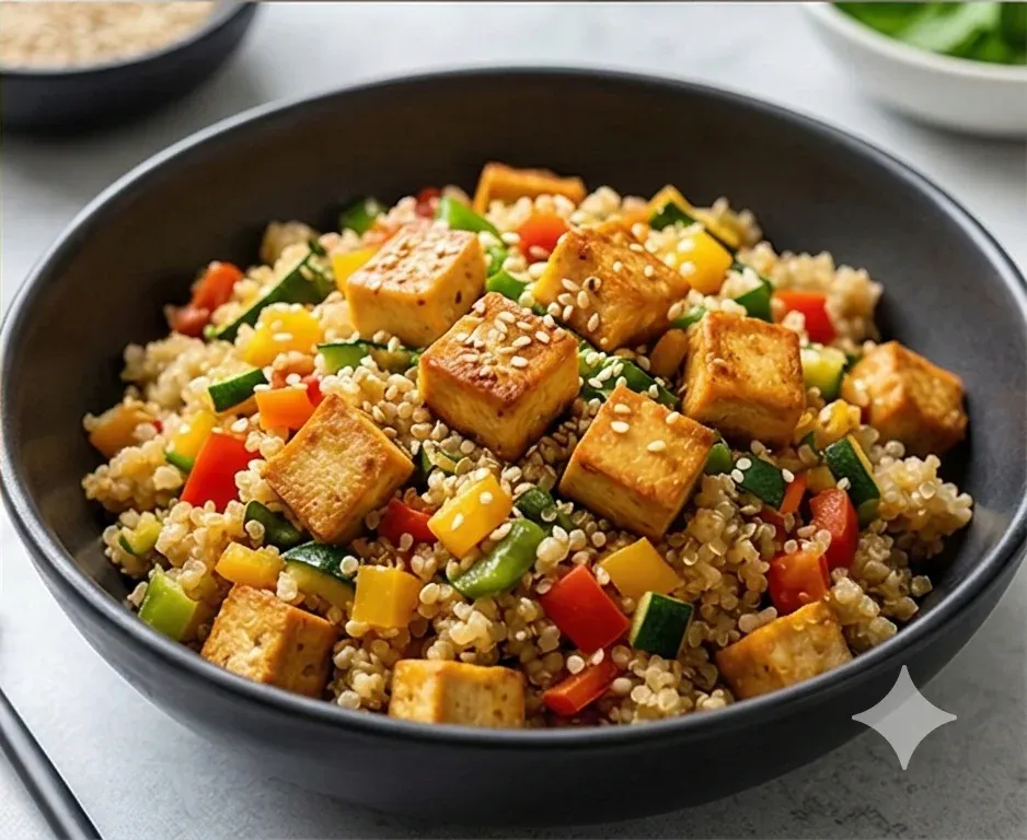 Quinoa Salteada con Verduras Variadas y Daditos de Tofu- ID: 140