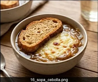 Sopa de Cebolla Gratinada con Pan Integral